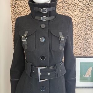 Zara Black Trench Coat with Buckle Accents